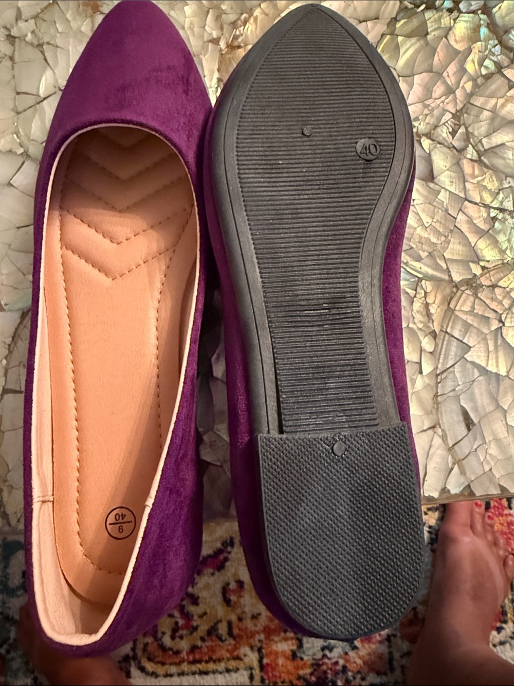Burgundy Women's Pointed Toe Suede Flats -Size 9